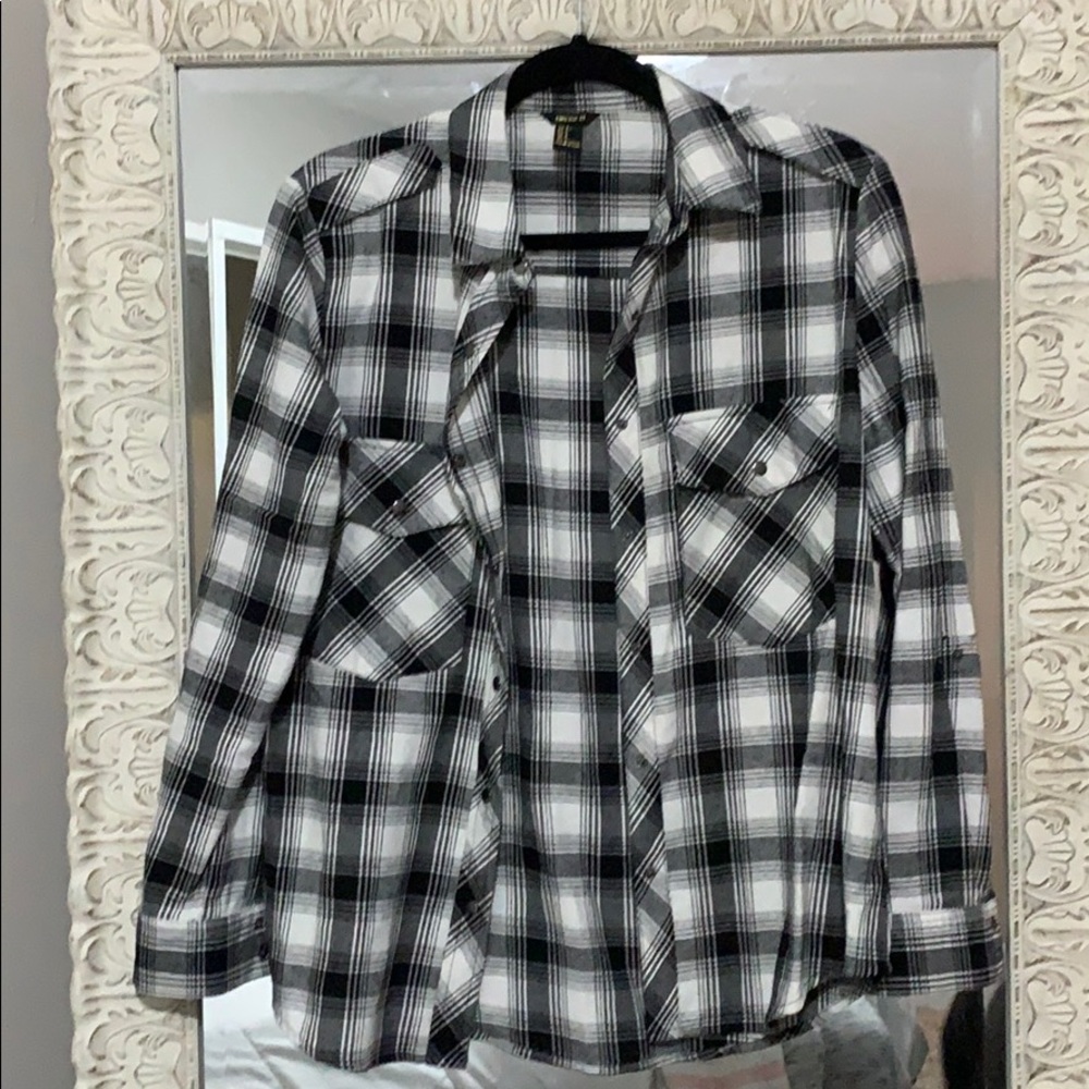 Black + White Flannel Shirt